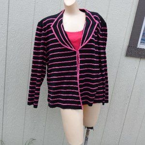 Ming Wang Black Pink Striped Jacket Tank Twinset Twin Set 1X Wedding Travel 2pc